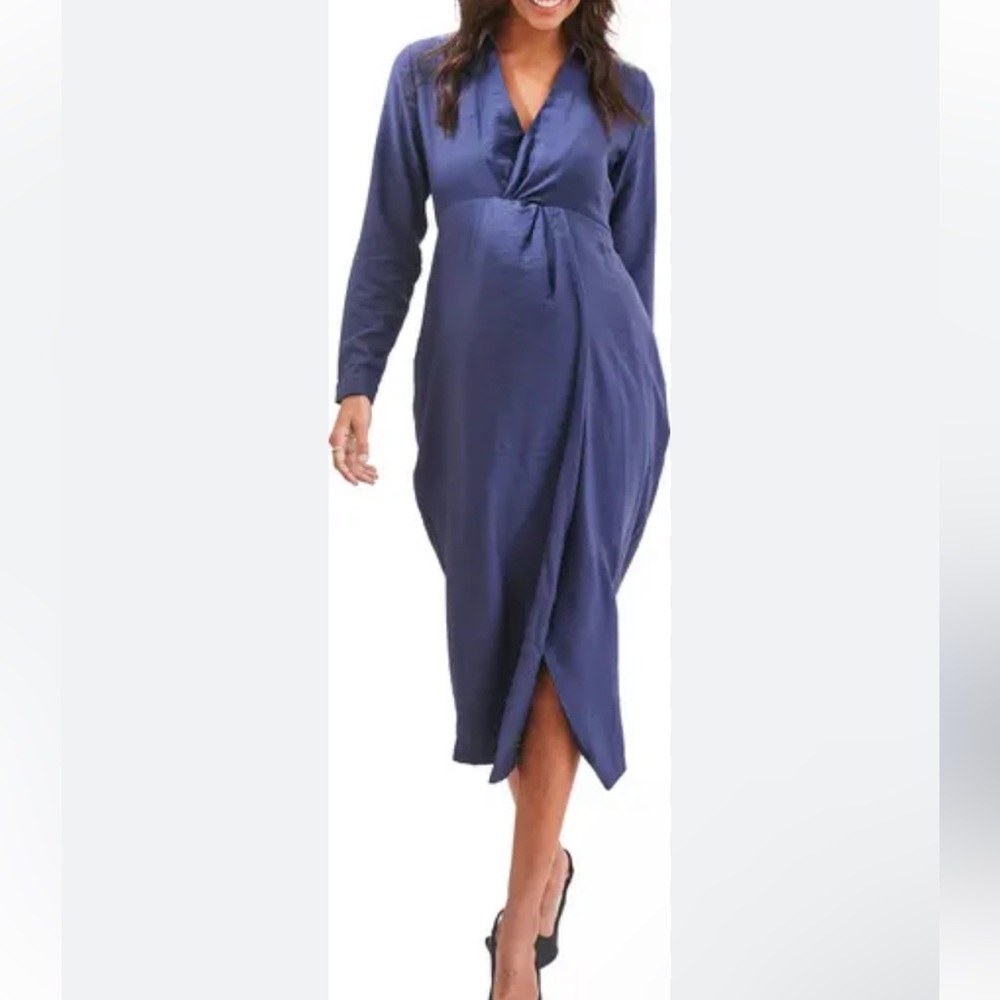 NWT Angel Maternity Camille Long Sleeve Midi Maternity Dress
